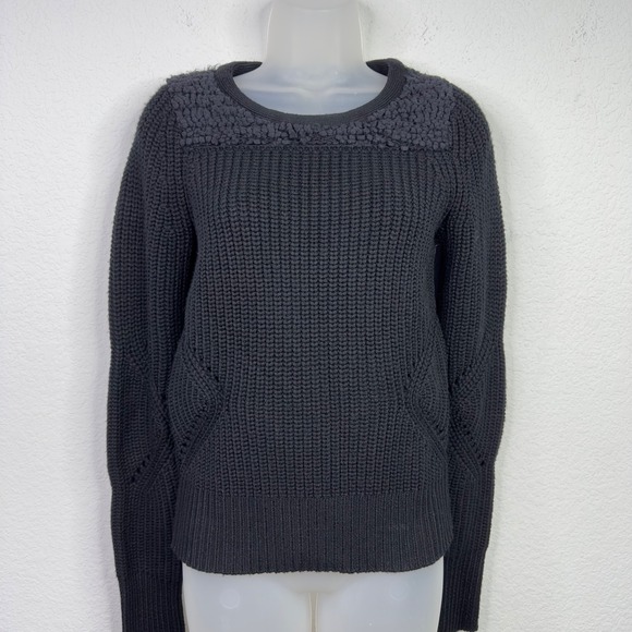 Sonia by Sonia Rykiel Chunky Knit Sweater Womens S Black Wool Minimalist Luxury - Picture 7 of 11